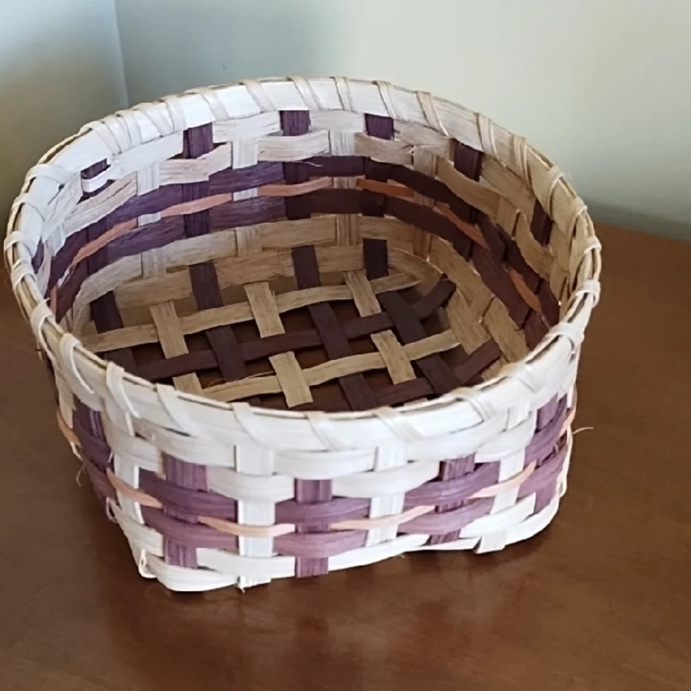 Hand Crafted Loosely Woven Bamboo Basket Round 8x8x4 Inches Boho Storage